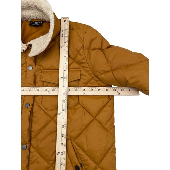 Womens HFX Quilted Jacket W/ Sherpa Collar Medium M Mustard Yellow Polyester - Picture 3 of 7